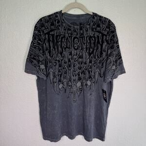 Affliction Shirt Men 2XL Forsaken Tee Skull Chain Graphic Grunge Punk Y2K NEW